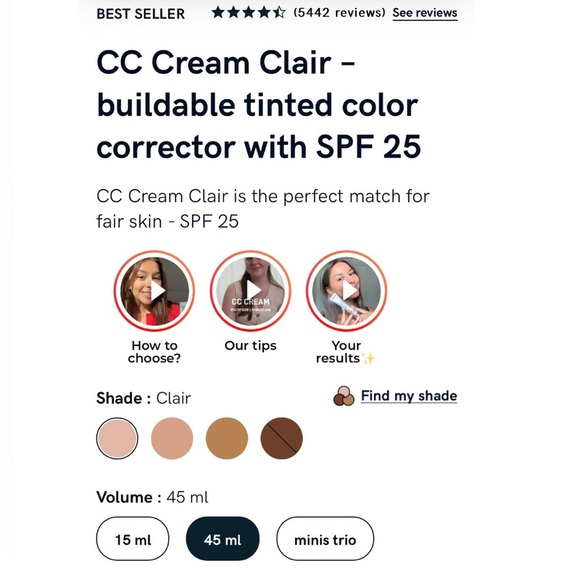 Erborian CLAIR CC Creme | NEW | High Definition Radiance Face Cream SPF25 | 45mL - Picture 4 of 16